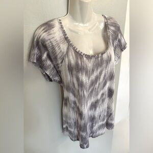 Cynthia Rowley Gray White Tie Dye Scoop Neck Tunic Top Women’s L 12-14 Large EUC
